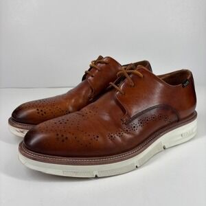 Taft 365 Model 104 Men's US 7 Honey Leather Wingtip Casual Lace-Up Derby Shoes
